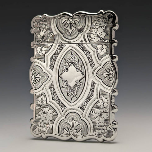 1871 British antique sterling silver card case 59g GEORGE UNITE